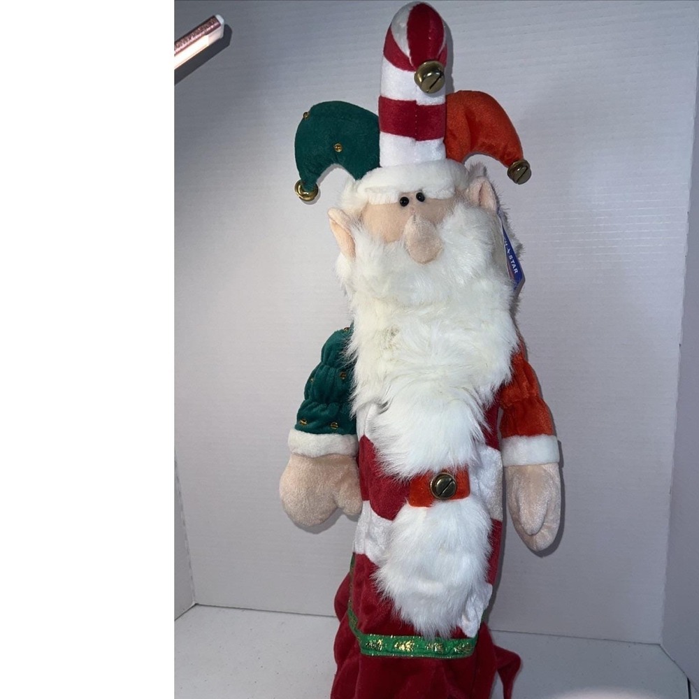 Jingles Elf Plush Wine Bottle Holder Tree Topper With Bells By North Star 22"